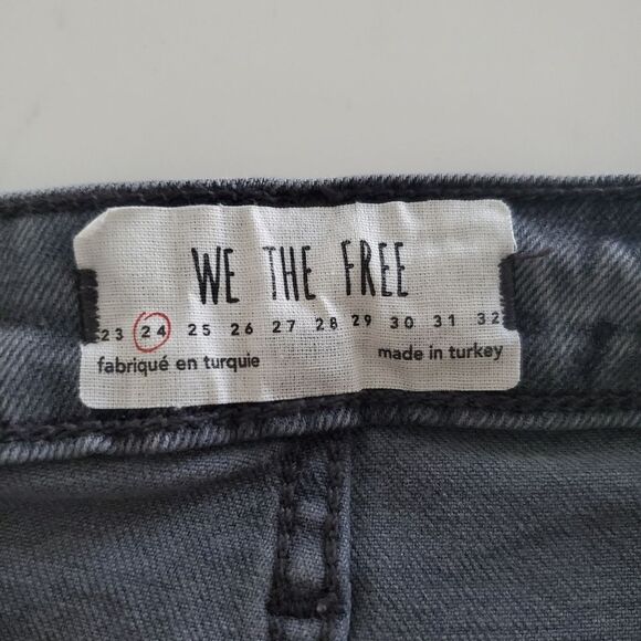Free People Girlfriend Jeans Women Size 24 Gray Embroidered Cropped We The Free - Picture 10 of 10